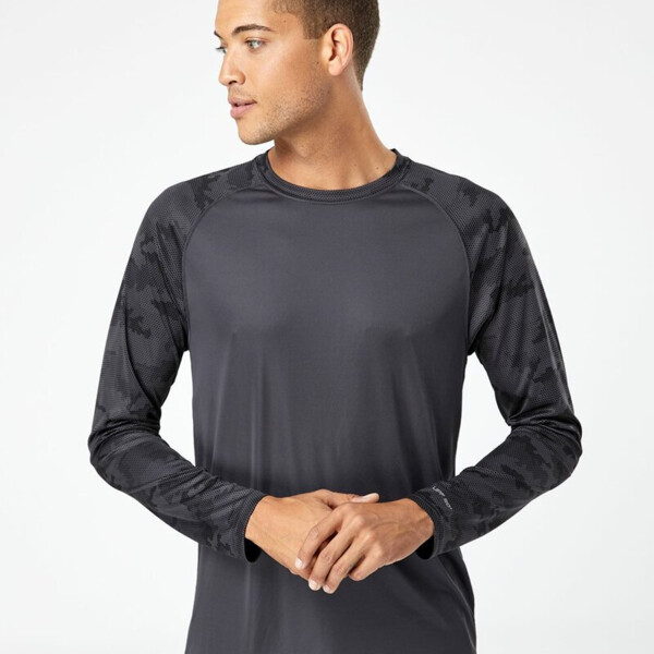 Unisex Cayman Performance Camo Colorblocked Long Sleeve T-Shirt Thumbnail
