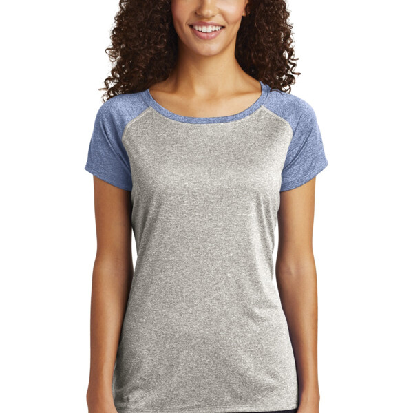 Sport Tek Women's Heather On Heather Contender Scoop Neck Tee LST362 Women's Heather On Heather Contender Scoop Neck Tee Thumbnail