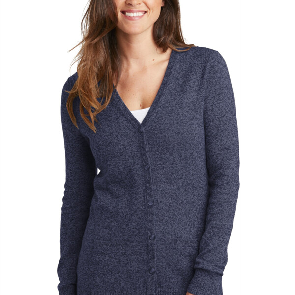 ycsd Ladies Marled Cardigan Sweater Thumbnail